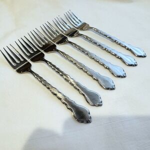 Oneida Community Stainless CELLO Lot of 6 Salad Forks Burnished